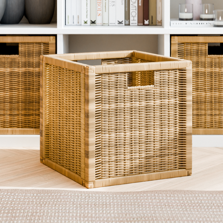 Korb Ikea Kallax Expedit Regal Würfelregal Box Rattan Braun natürliche Kiste 