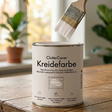 Möbelfarbe ohne Schleifen, Weiß 750ml Kreidefarbe ideal für IKEA Möbel, Kreidelack für ca. 6m² Möbelfarbe Clutter Cover