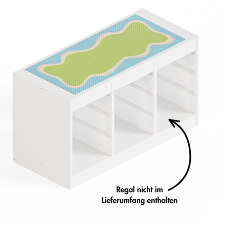 Bauplatte "Lillvik" für IKEA Trofast Regal Weiß & Kiefer, kompatibel mit LEGO® Steinen, XXL Spieltisch Grundplatte zum Aufkleben Trofast Grundplatte für Klemmbausteine Clutter Cover
