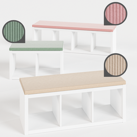 Cord Sitzkissen für IKEA Kallax Regal, Sitzauflage für 2er, 3er & 4er Kallax, Beige, Grün und Rosa Sitzkissen Clutter Cover