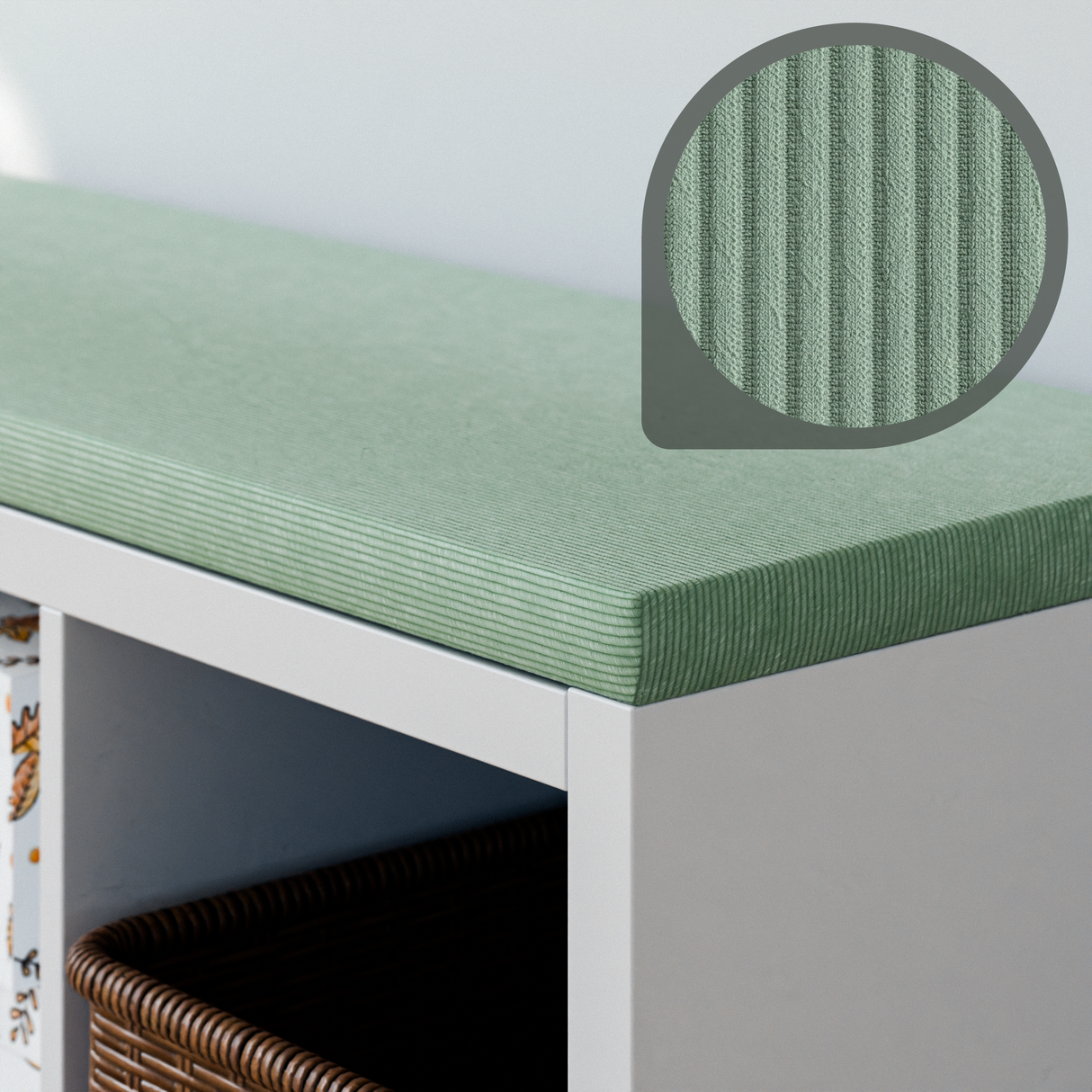 Sitzkissen Grün mit Cord-Stoff für IKEA Kallax Regal 2er, 3er und 4er Sitzkissen Clutter Cover