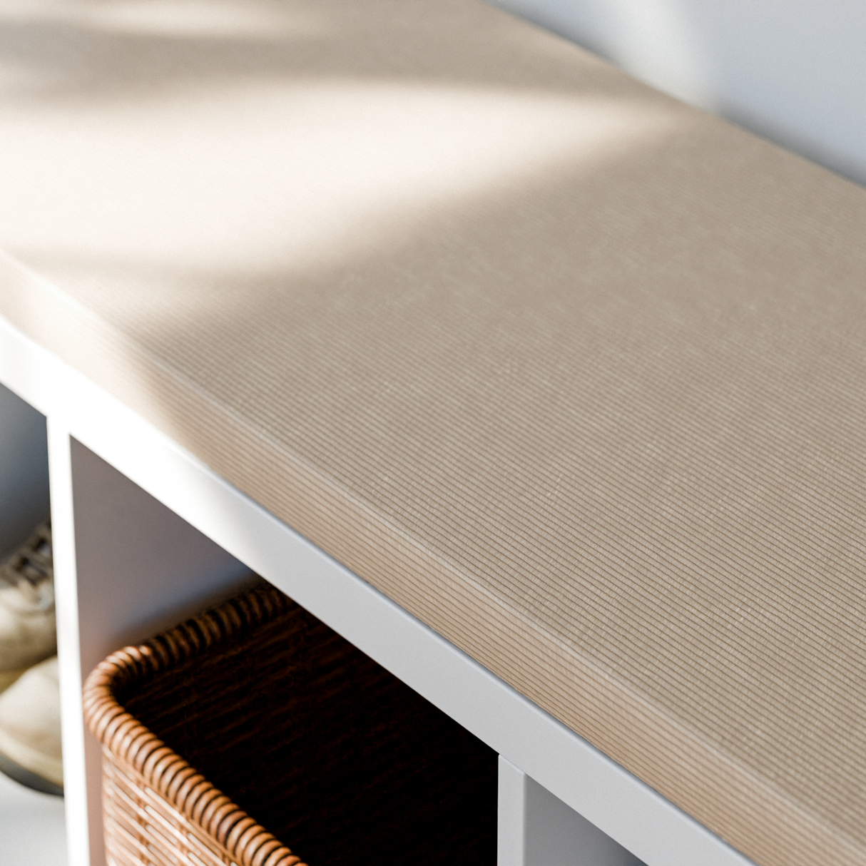 Sitzkissen Beige mit Cord-Stoff für IKEA Kallax Regal 2er, 3er und 4er Sitzkissen Clutter Cover