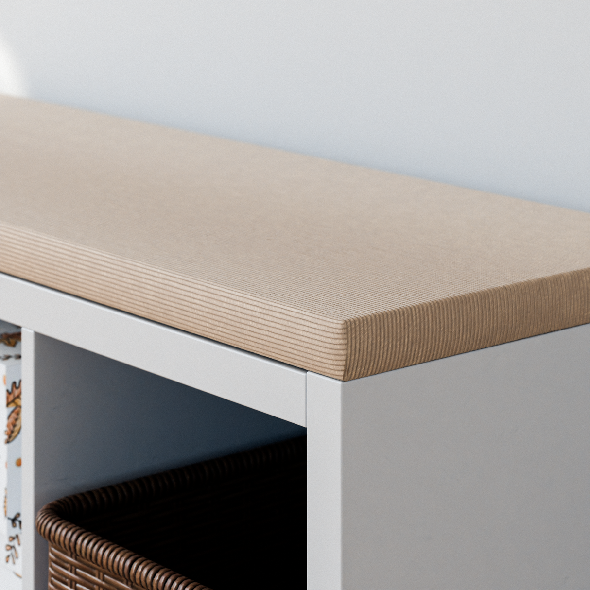 Sitzkissen Beige mit Cord-Stoff für IKEA Kallax Regal 2er, 3er und 4er Sitzkissen Clutter Cover
