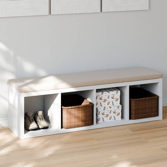 Sitzkissen Beige mit Cord-Stoff für IKEA Kallax Regal 2er, 3er und 4er Kallax 4er (146 x 39cm) Sitzkissen Clutter Cover