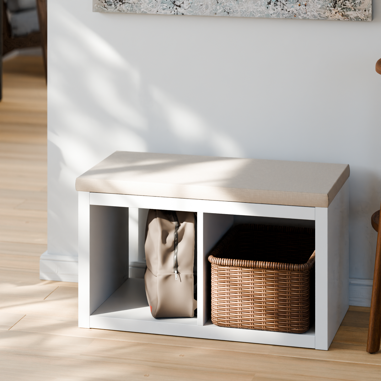 Sitzkissen Beige mit Cord-Stoff für IKEA Kallax Regal 2er, 3er und 4er Kallax 2er (76 x 39cm) Sitzkissen Clutter Cover