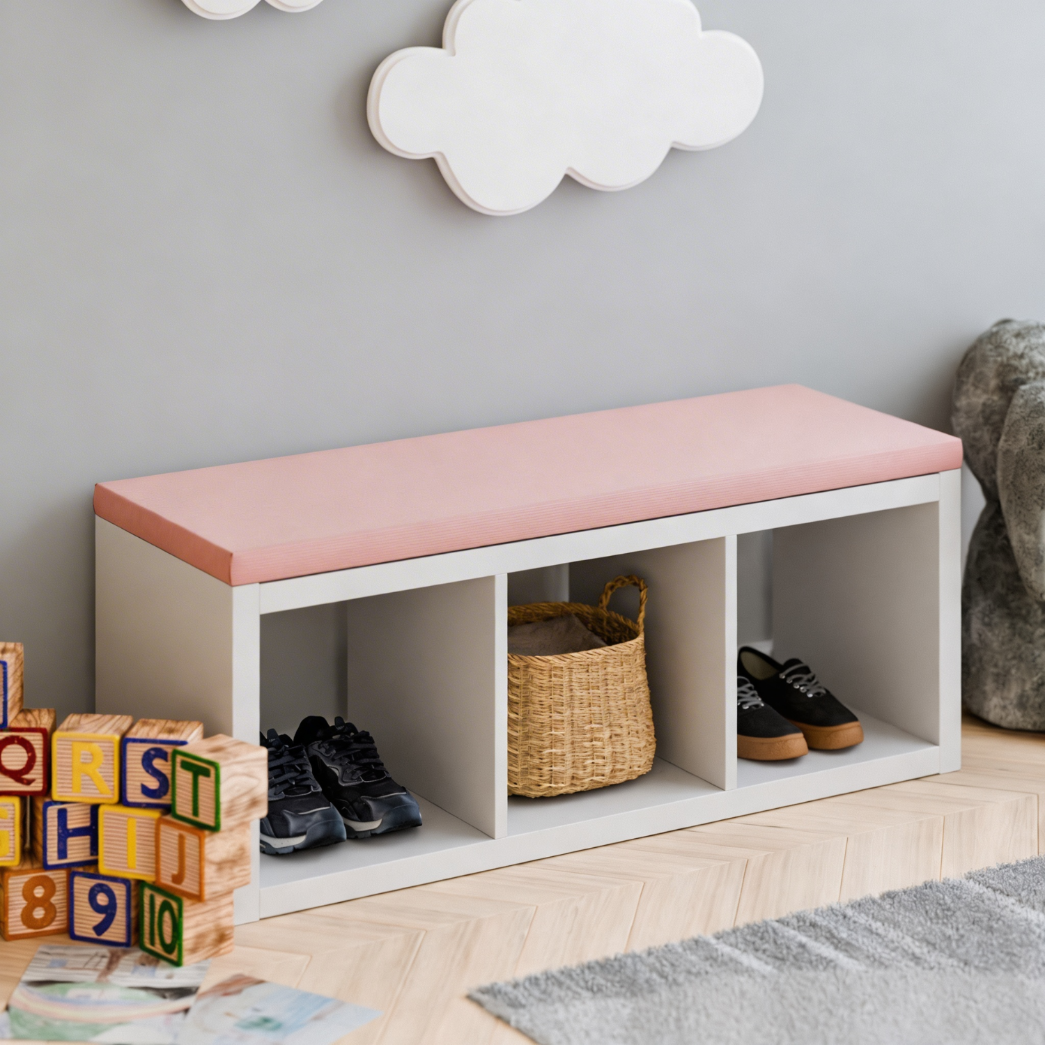 kissen aufbewahrung ikea Sitzkissen mit Rosa Cord-Stoff für IKEA Kallax Regal 2er, 3er und 4er