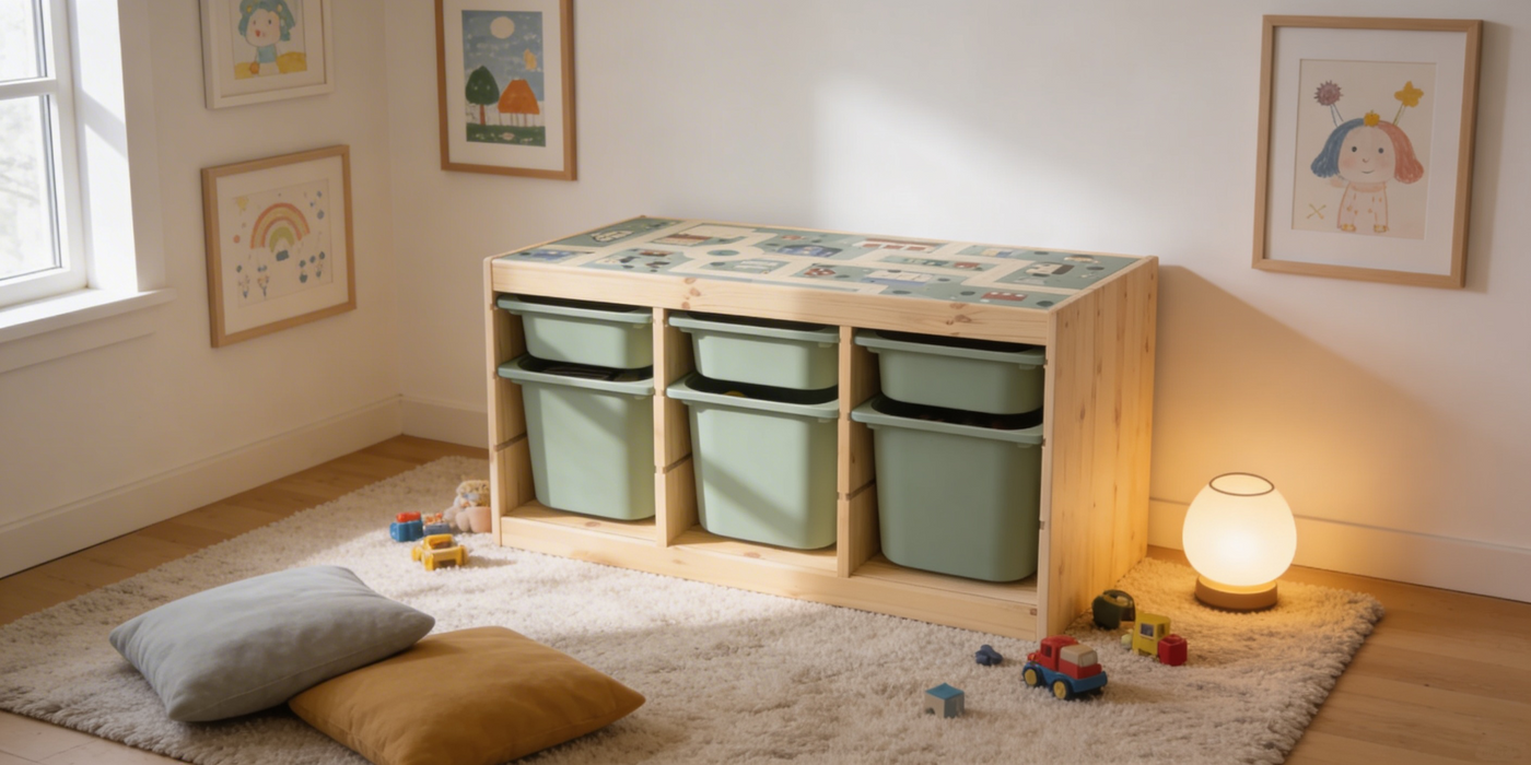 IKEA TROFAST als Spieltisch mit Spielfolie im Kinderzimmer