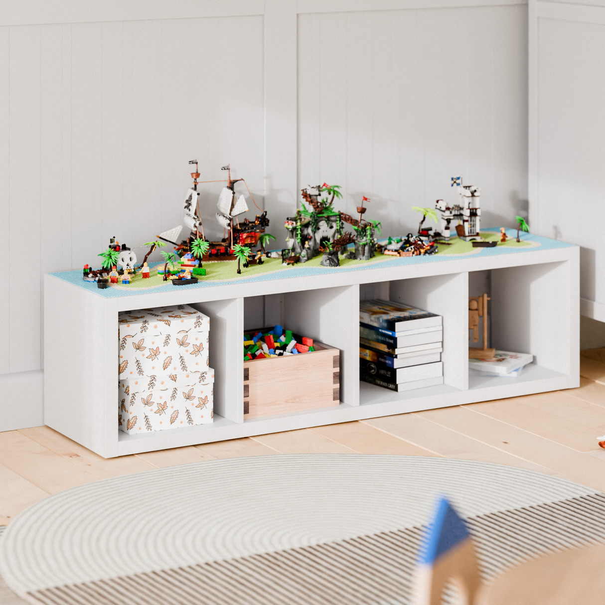 Bauplatte "Lillvik" für IKEA Kallax Regal kompatibel mit LEGO® Steinen, XXL Spieltisch Grundplatte zum Aufkleben Kallax Grundplatte für Klemmbausteine Clutter Cover