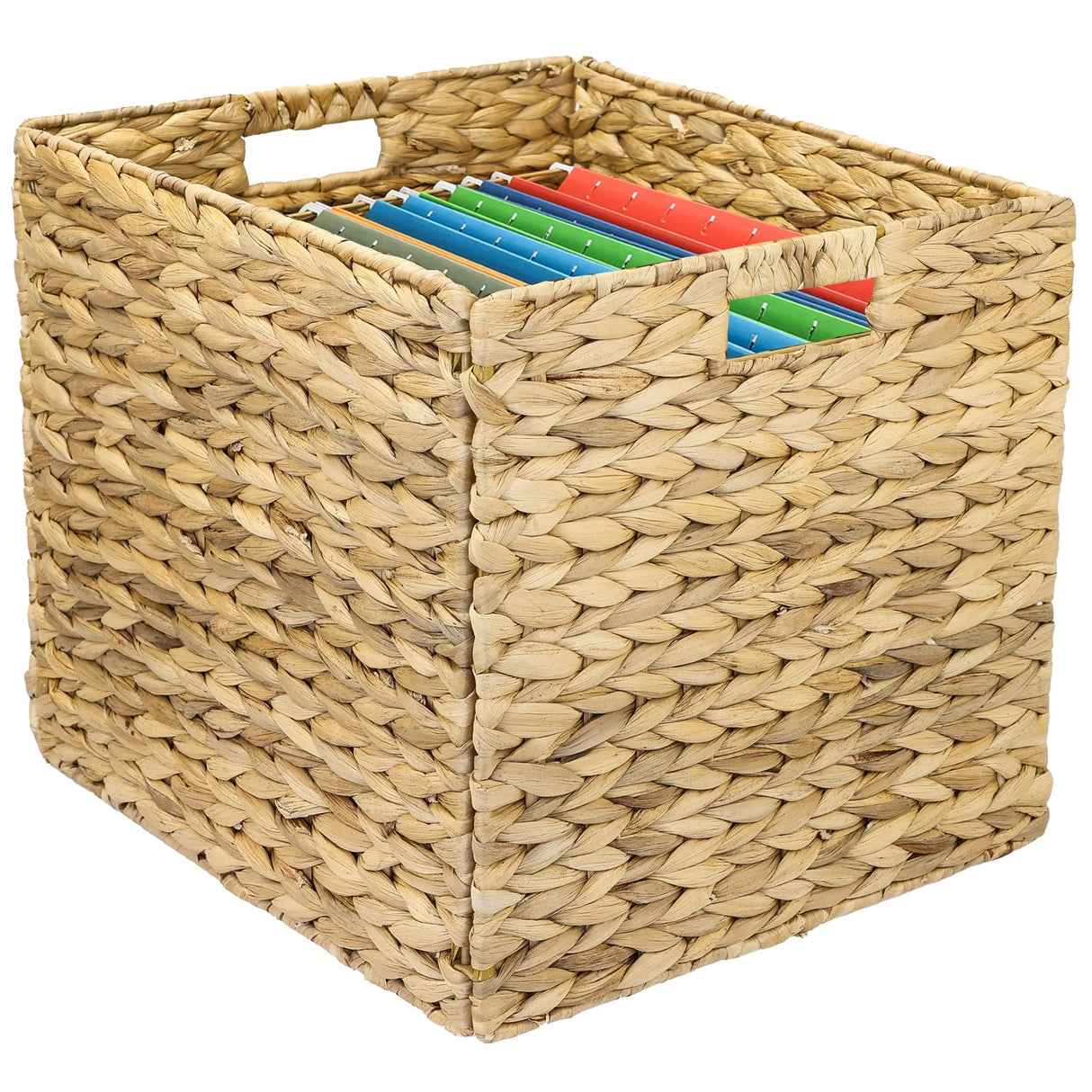 Kallax Korb aus Wasserhyazinthe für Hängeregister DIN A4, Flechtkorb für Hängemappen, 33 x 38 x 32cm Box Kiste Korb Clutter Cover