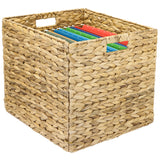 Kallax Korb aus Wasserhyazinthe für Hängeregister DIN A4, Flechtkorb für Hängemappen, 33 x 38 x 32cm Box Kiste Korb Clutter Cover
