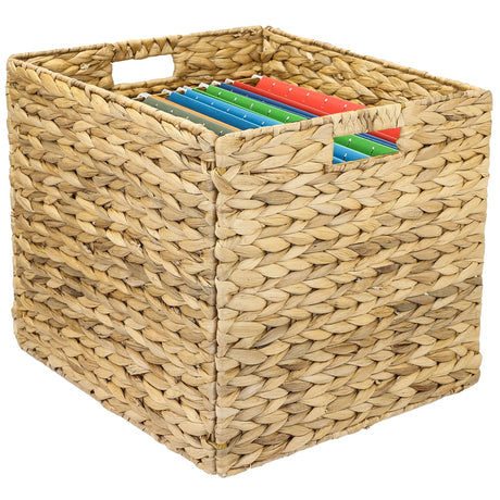 Kallax Korb aus Wasserhyazinthe für Hängeregister DIN A4, Flechtkorb für Hängemappen, 33 x 38 x 32cm Box Kiste Korb Clutter Cover
