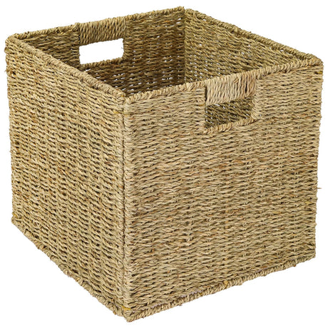 Korb für Kallax Regal aus Seegras 32 x 34,5 x 32cm, Flechtkorb Kallax Einsatz Clutter Cover