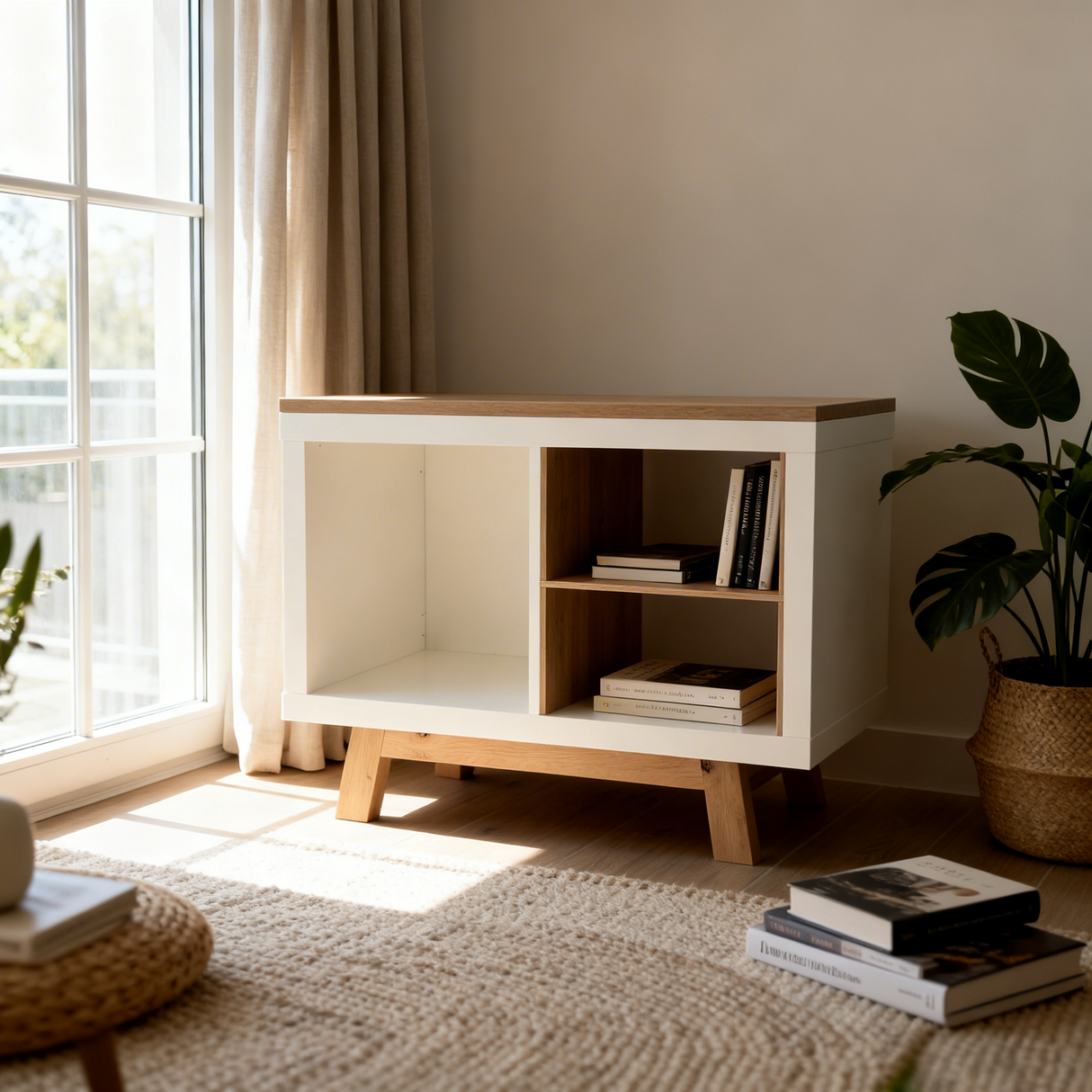 Untergestell für IKEA Kallax Regal 2er, 3er & 4er, Holz Gestell im Stil Eiche Möbelfüße Clutter Cover