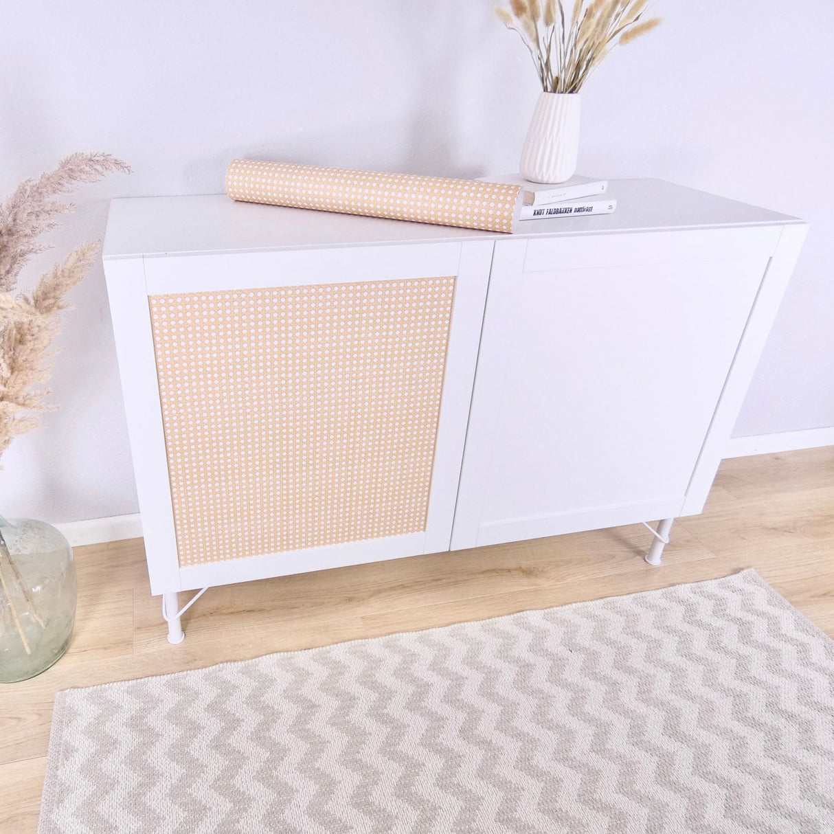 Wiener Geflecht Klebefolie für Ikea Besta Hanviken Tür Boho Rattan Stil Easy Stick Folie - Clutter Cover
