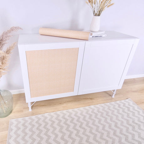 Wiener Geflecht Klebefolie für Ikea Besta Hanviken Tür Boho Rattan Stil Easy Stick Folie - Clutter Cover