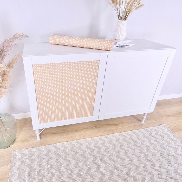 Wiener Geflecht Klebefolie für Ikea Besta Hanviken Tür Boho Rattan Stil Easy Stick Folie Clutter Cover