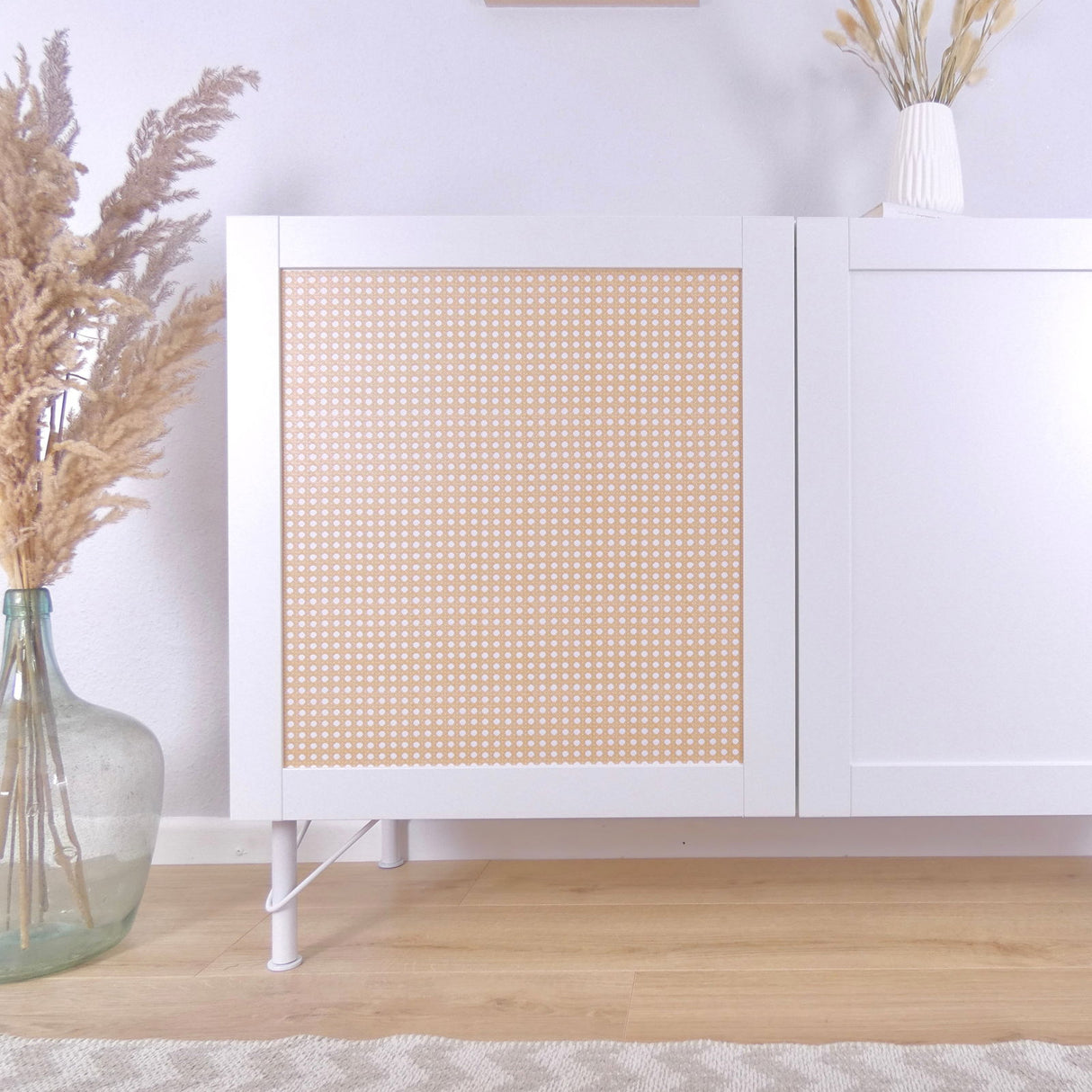 Wiener Geflecht Klebefolie für Ikea Besta Hanviken Tür Boho Rattan Stil Easy Stick Folie - Clutter Cover