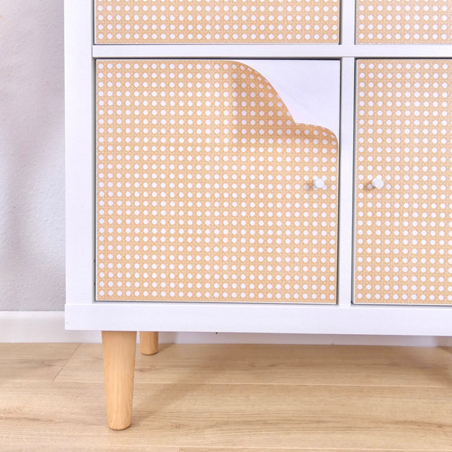 Wiener Geflecht Klebefolie für Ikea Kallax Tür Boho Rattan Stil Easy Stick Folie - Clutter Cover