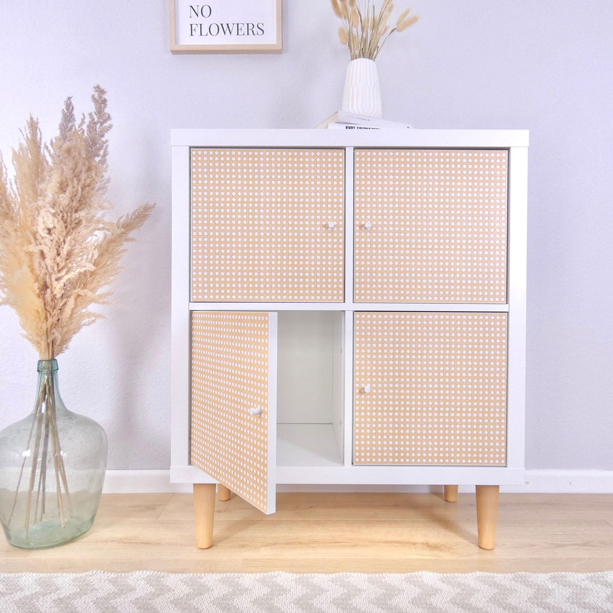 Wiener Geflecht Klebefolie für Ikea Kallax Tür Boho Rattan Stil Easy Stick Folie - Clutter Cover
