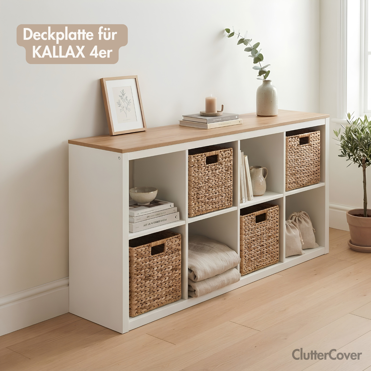 Holzplatte für IKEA Kallax Regal 1er, 2er, 3er oder 4er - Eiche Deckplatte 4er Kallax (1467 x 392) Holzplatte Clutter Cover