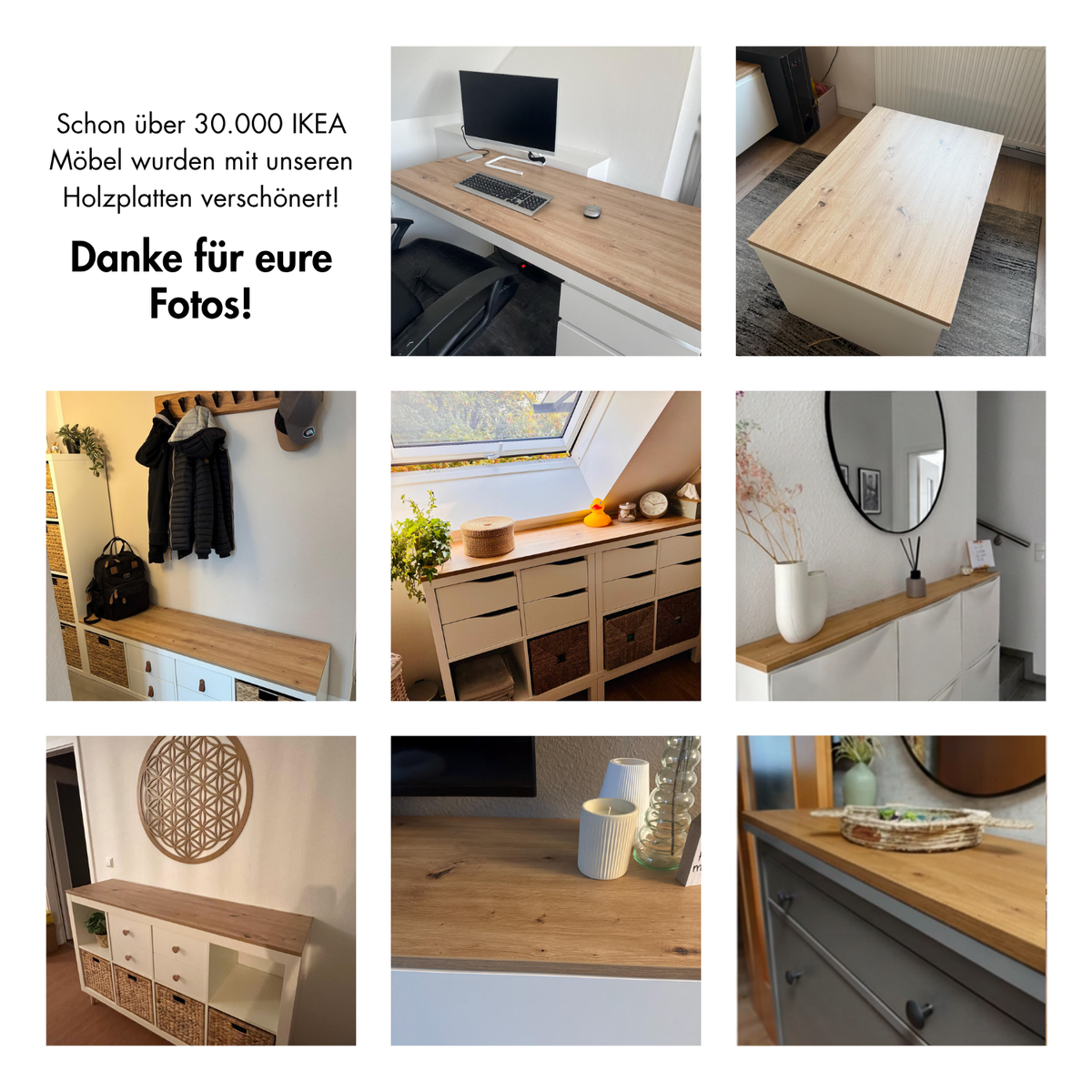 Holzplatte nach Maß im Stil Artisan Eiche - 19mm Stark, Länge bis 190cm, Breite bis 60cm Holzplatte Clutter Cover