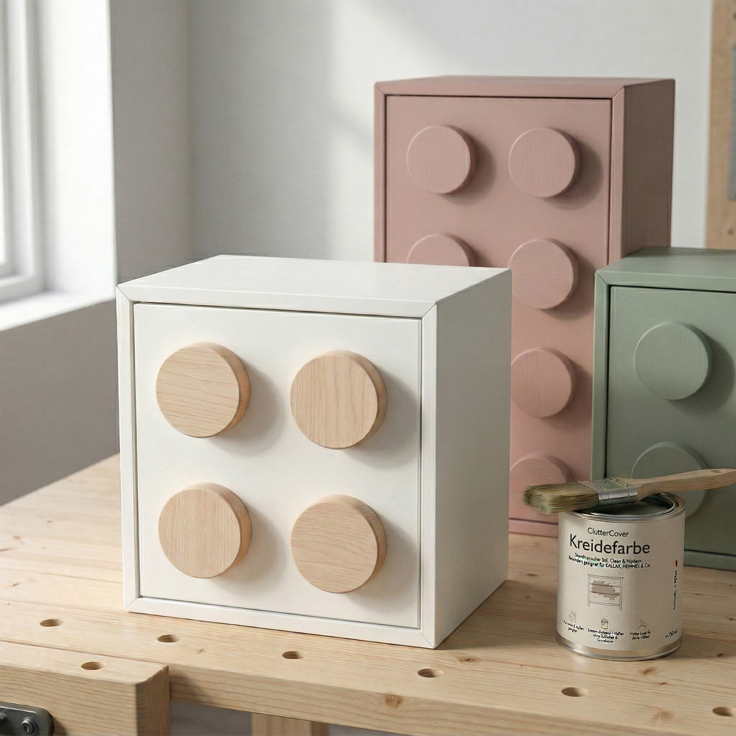 Holzscheiben für IKEA EKET Hack