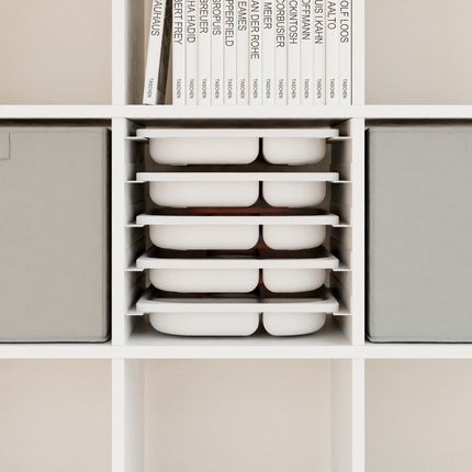 Ikea Kallax Halterung für Trofast Boxen, Schienensystem mit passenden Sortierkästen
