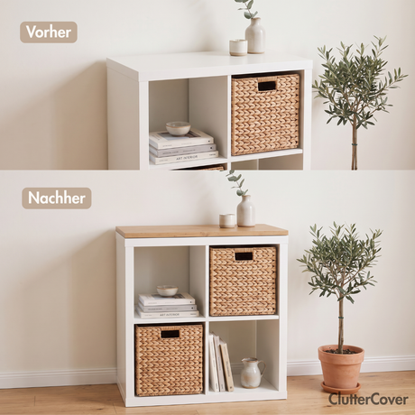 Holzplatte für 2er IKEA Kallax Regal, Eiche - Deckplatte 76 x 39cm Holzplatte Clutter Cover