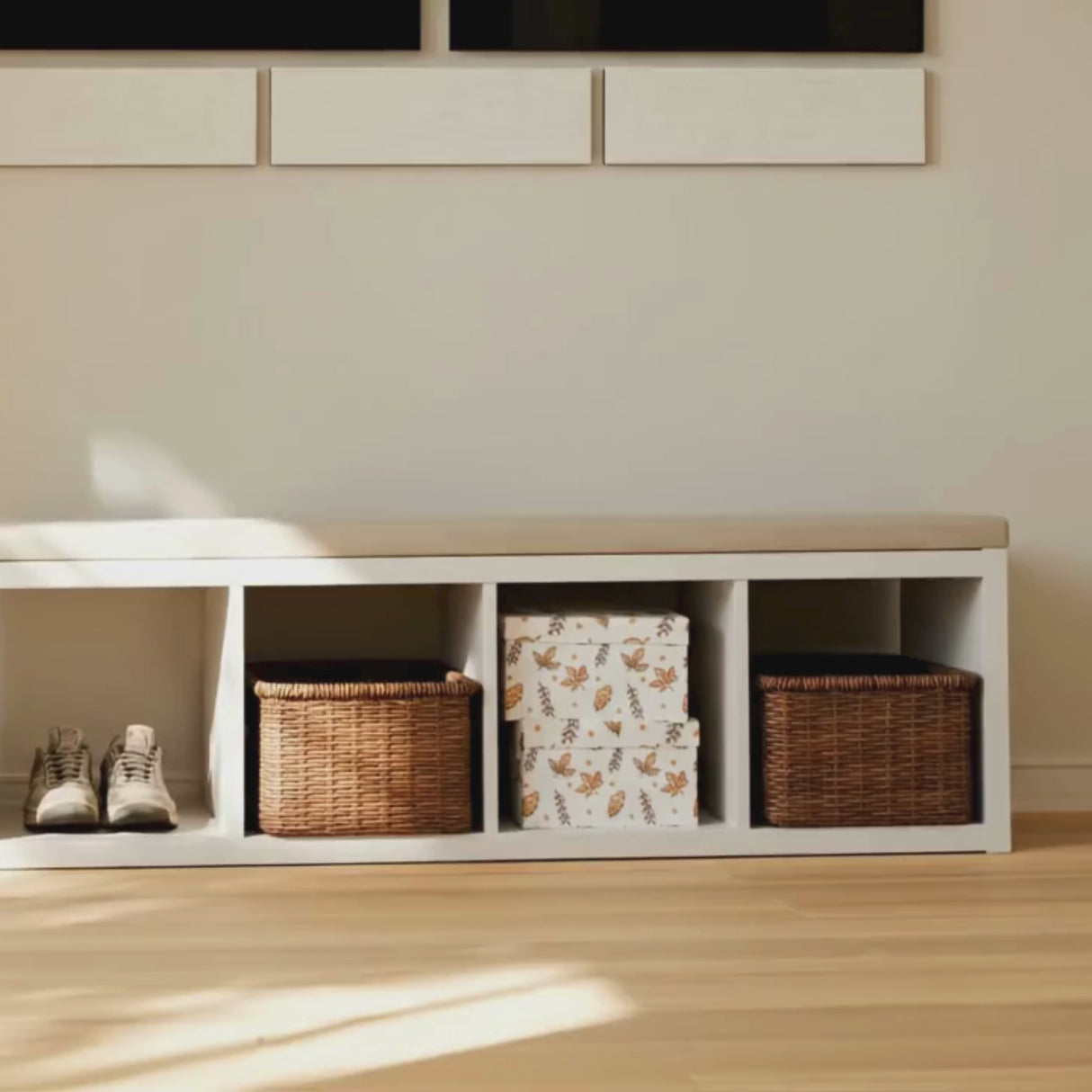 Sitzauflage für Ikea Kallax Regal, Beige, mit abnehmbarem Bezug - für 2er, 3er oder 4er