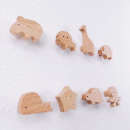 4x Wandhaken Tiere aus Holz, Garderobe für Kinderzimmer